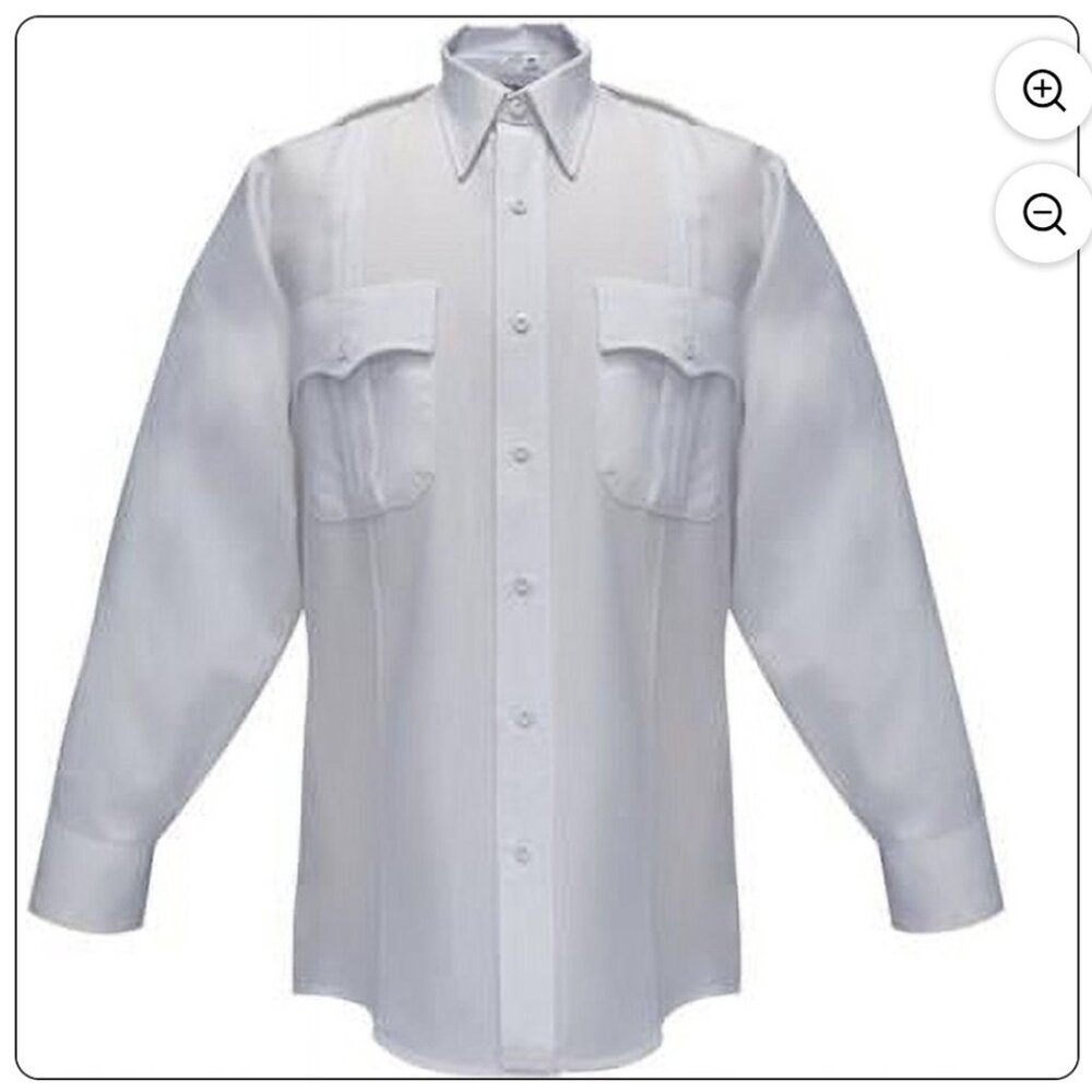 Flying Cross Mens White Command 16 Neck 32/33 Long Sleeve Shirt w Zipper 33W78Z